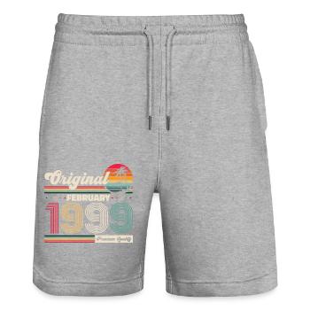 25e anniversaire Original Février Année 1999 - Short de jogging bio TRAINER Stanley/Stella unisexe - gris chiné - Devant - Nik (191cm) & Marisol (170cm)
