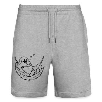Schlafender Zwerg/Wichtel in Cannabis-Hängematte - Stanley/Stella Unisex Bio Joggingshorts Trainer  - Grau meliert - Vorne - Nik (191cm) & Marisol (170cm)