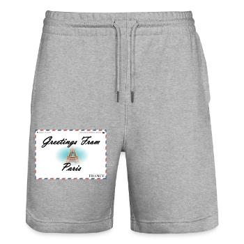 Souvenir postcard of Paris - Stanley/Stella Trainer Unisex Organic Jogging Shorts - heather grey - Front - Nik (191cm) & Marisol (170cm)