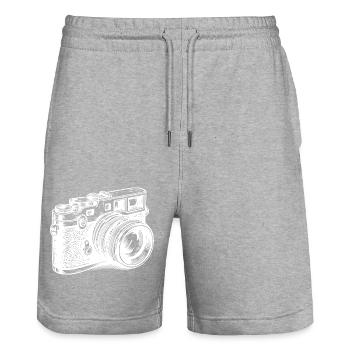 Vintage Camera Drawn - Stanley/Stella Trainer Unisex Organic Jogging Shorts - heather grey - Front - Nik (191cm) & Marisol (170cm)