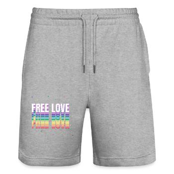FREE LOVE Rainbow Colors - Stanley/Stella Unisex Bio Joggingshorts Trainer  - Grau meliert - Vorne - Nik (191cm) & Marisol (170cm)