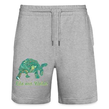Turtle E 71 - Stanley/Stella Trainer Unisex Organic Jogging Shorts - heather grey - Front - Nik (191cm) & Marisol (170cm)