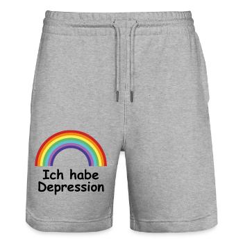spreadshirtdesign 1 path - Stanley/Stella Unisex Bio Joggingshorts Trainer  - Grau meliert - Vorne - Nik (191cm) & Marisol (170cm)