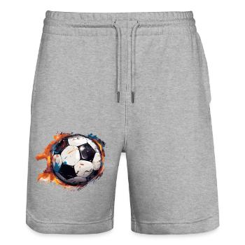 Amis du football - Short de jogging bio TRAINER Stanley/Stella unisexe - gris chiné - Devant - Nik (191cm) & Marisol (170cm)