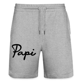 VATERTAG. ALLES GUTE ZUM GEBURTSTAG, PAPA. PAPA. ALLES GUTE ZUM GEBURTSTAG - Stanley/Stella Unisex Bio Joggingshorts Trainer  - Grau meliert - Vorne - Nik (191cm) & Marisol (170cm)