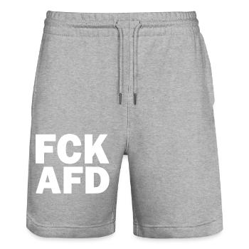 Fck afd - Stanley/Stella Unisex Bio Joggingshorts Trainer  - Grau meliert - Vorne - Nik (191cm) & Marisol (170cm)