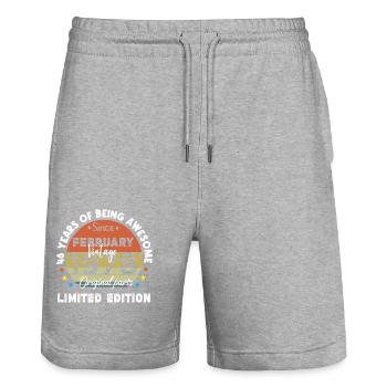 46 Years Old Made In 1978 Vintage February 1978 - Stanley/Stella Trainer Unisex Organic Jogging Shorts - heather grey - Front - Nik (191cm) & Marisol (170cm)