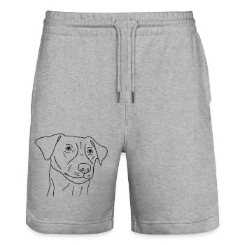 Jack Russell Terrier - Stanley/Stella Unisex Bio Joggingshorts Trainer  - Grau meliert - Vorne - Nik (191cm) & Marisol (170cm)