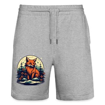 Mitten in der Natur ist der Fuchs - Stanley/Stella Unisex Bio Joggingshorts Trainer  - Grau meliert - Vorne - Nik (191cm) & Marisol (170cm)
