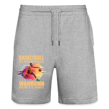 Basketball ist der schönste Wahnsinn den es gibt - Stanley/Stella Unisex Bio Joggingshorts Trainer  - Grau meliert - Vorne - Nik (191cm) & Marisol (170cm)