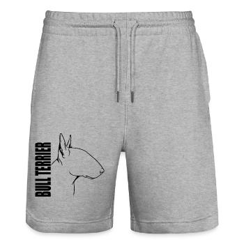 Bull Terrier Profile Dogs Dog Wilsigns - Stanley/Stella Trainer Unisex Organic Jogging Shorts - heather grey - Front - Nik (191cm) & Marisol (170cm)