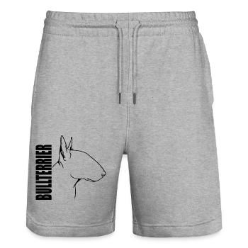 Bull Terrier Profile Dogs Dog Wilsigns - Stanley/Stella Trainer Unisex Organic Jogging Shorts - heather grey - Front - Nik (191cm) & Marisol (170cm)