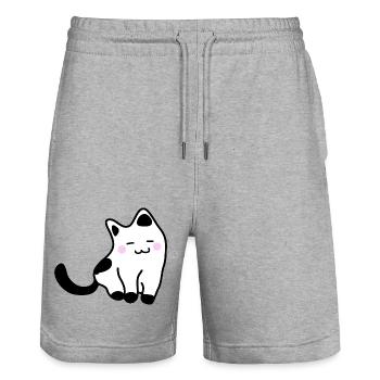 Weißes Kätzchen - Stanley/Stella Unisex Bio Joggingshorts Trainer  - Grau meliert - Vorne - Nik (191cm) & Marisol (170cm)