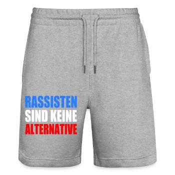 rassisten sind keine alternative - Stanley/Stella Unisex Bio Joggingshorts Trainer  - Grau meliert - Vorne - Nik (191cm) & Marisol (170cm)