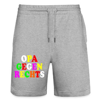 Opa gegen rechts - Stanley/Stella Unisex Bio Joggingshorts Trainer  - Grau meliert - Vorne - Nik (191cm) & Marisol (170cm)