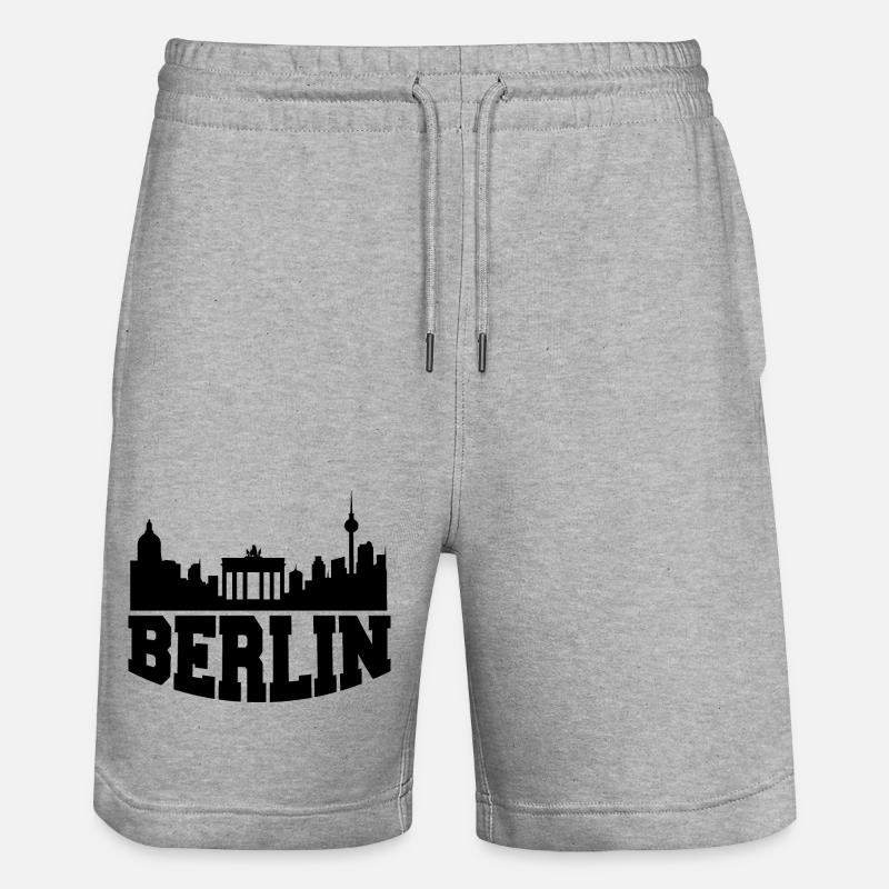 Berlin Design/ Stadt Design - Stanley/Stella Unisex Bio Joggingshorts Trainer - Grau meliert