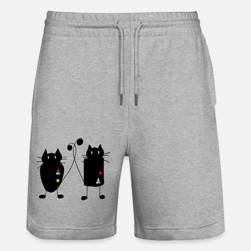 Katzen - Stanley/Stella Unisex Bio Joggingshorts Trainer - Grau meliert