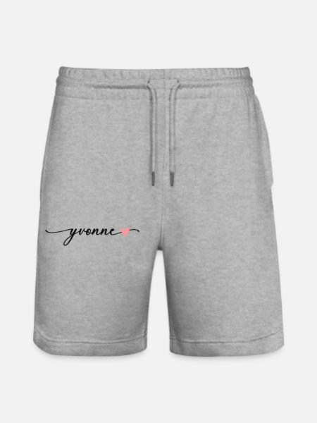 Yvonne Surname First name Calligraphy Script - Stanley/Stella Trainer Unisex Organic Jogging Shorts - heather grey
