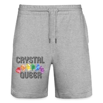 Crystal Queer Gay Pride Regenbogen Kristalle - Stanley/Stella Unisex Bio Joggingshorts Trainer  - Grau meliert - Vorne - Nik (191cm) & Marisol (170cm)