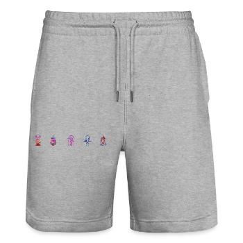 Novavarion Space Sci Fi étoiles galaxie lune planètes - Short de jogging bio TRAINER Stanley/Stella unisexe - gris chiné - Devant - Nik (191cm) & Marisol (170cm)
