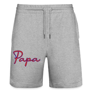 ALLES GUTE ZUM GEBURTSTAG, PAPA. PAPA. VATERTAG. VATER - Stanley/Stella Unisex Bio Joggingshorts Trainer  - Grau meliert - Vorne - Nik (191cm) & Marisol (170cm)