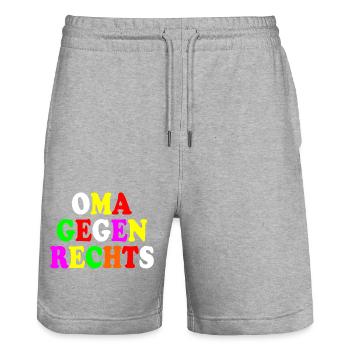 Oma gegen rechts - Stanley/Stella Unisex Bio Joggingshorts Trainer  - Grau meliert - Vorne - Nik (191cm) & Marisol (170cm)
