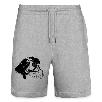 Dog Hund - Stanley/Stella Trainer Unisex Organic Jogging Shorts - heather grey - Front - Nik (191cm) & Marisol (170cm)