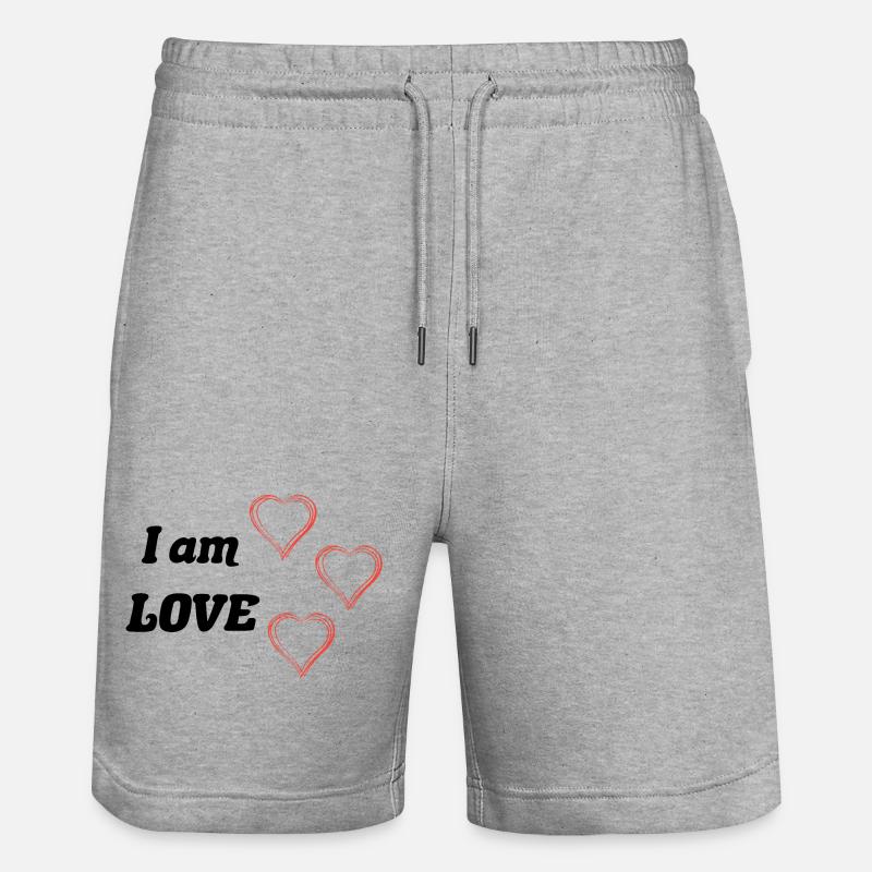 Je suis Amour - Paroles positives - Short de jogging bio TRAINER Stanley/Stella unisexe - gris chiné