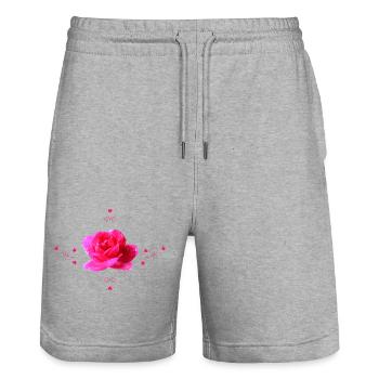 pinke Rose - Stanley/Stella Unisex Bio Joggingshorts Trainer  - Grau meliert - Vorne - Nik (191cm) & Marisol (170cm)