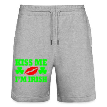 Kiss me im irish - Short de jogging bio TRAINER Stanley/Stella unisexe - gris chiné - Devant - Nik (191cm) & Marisol (170cm)