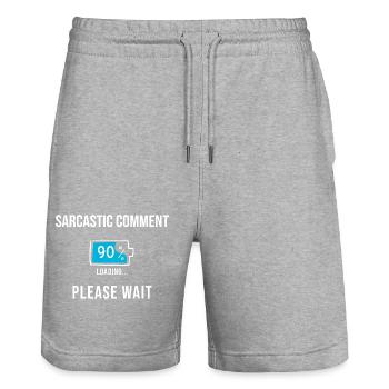 Sarcastic Comment Loading Funny Gifts - Stanley/Stella Trainer Unisex Organic Jogging Shorts - heather grey - Front - Nik (191cm) & Marisol (170cm)
