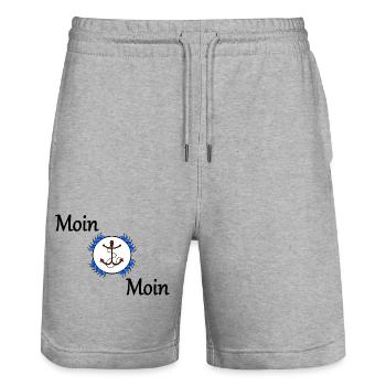 Moin Moin - Stanley/Stella Unisex Bio Joggingshorts Trainer  - Grau meliert - Vorne - Nik (191cm) & Marisol (170cm)