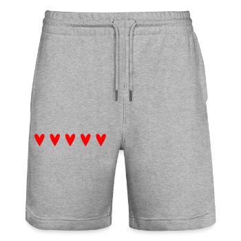 MOTHER's DAY. HAPPY MOTHER'S DAY. MOM. HEART - Stanley/Stella Trainer Unisex Organic Jogging Shorts - heather grey - Front - Nik (191cm) & Marisol (170cm)