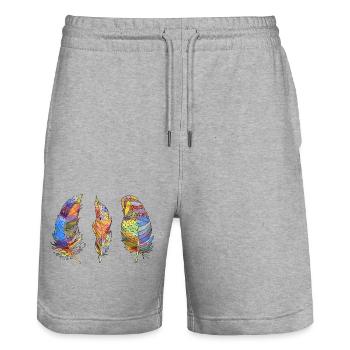 Pen - Stanley/Stella Trainer Unisex Organic Jogging Shorts - heather grey - Front - Nik (191cm) & Marisol (170cm)