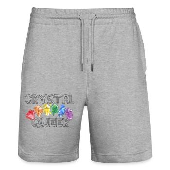Crystal Queer Gay Pride Rainbow Crystals - Stanley/Stella Trainer Unisex Organic Jogging Shorts - heather grey - Front - Nik (191cm) & Marisol (170cm)