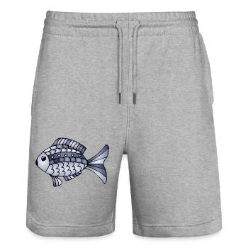 Poisson - Short de jogging bio TRAINER Stanley/Stella unisexe - gris chiné - Devant - Nik (191cm) & Marisol (170cm)