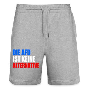 die afd ist keine alternative - Stanley/Stella Unisex Bio Joggingshorts Trainer  - Grau meliert - Vorne - Nik (191cm) & Marisol (170cm)