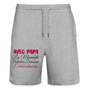 Mit Papa werden gewöhnliche Momente extra - Stanley/Stella Unisex Bio Joggingshorts Trainer  - Grau meliert - Vorne - Nik (191cm) & Marisol (170cm)