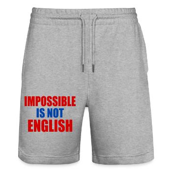 impossible is not english - england - Stanley/Stella Unisex Bio Joggingshorts Trainer  - Grau meliert - Vorne - Nik (191cm) & Marisol (170cm)