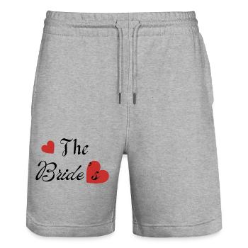 The bride’s -la mariée - Short de jogging bio TRAINER Stanley/Stella unisexe - gris chiné - Devant - Nik (191cm) & Marisol (170cm)