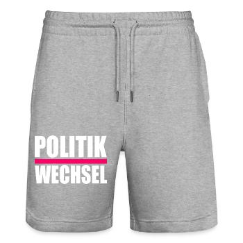 politikwechsel - Stanley/Stella Unisex Bio Joggingshorts Trainer  - Grau meliert - Vorne - Nik (191cm) & Marisol (170cm)
