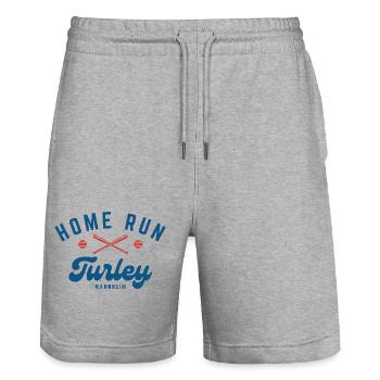 H.O.M.E RUN TURLEY MANNHEIM - Stanley/Stella Unisex Bio Joggingshorts Trainer  - Grau meliert - Vorne - Nik (191cm) & Marisol (170cm)
