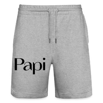 FATHER's DAY. HAPPY BIRTHDAY DAD. DAD. HAPPY BIRTHDAY - Stanley/Stella Trainer Unisex Organic Jogging Shorts - heather grey - Front - Nik (191cm) & Marisol (170cm)