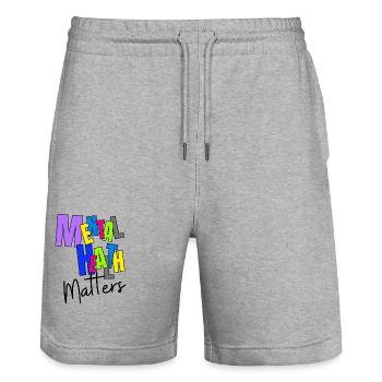 MENTAL HEALTH MATTERS - Stanley/Stella Unisex Bio Joggingshorts Trainer  - Grau meliert - Vorne - Nik (191cm) & Marisol (170cm)