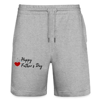Happy father's day for gifts - Stanley/Stella Trainer Unisex Organic Jogging Shorts - heather grey - Front - Nik (191cm) & Marisol (170cm)