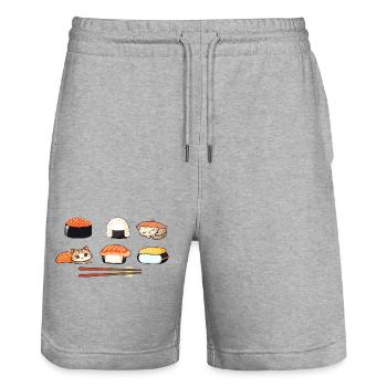 Sushi - Stanley/Stella Unisex Bio Joggingshorts Trainer  - Grau meliert - Vorne - Nik (191cm) & Marisol (170cm)