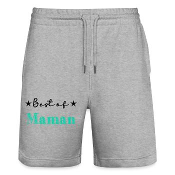 FÊTE DES MÈRES. BONNE FÊTE MAMAN. MAMAN. FÊTE - Short de jogging bio TRAINER Stanley/Stella unisexe - gris chiné - Devant - Nik (191cm) & Marisol (170cm)