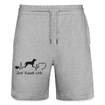 Jack Russell Terrier mit Herzschlag - Stanley/Stella Unisex Bio Joggingshorts Trainer  - Grau meliert - Vorne - Nik (191cm) & Marisol (170cm)