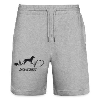 Jack Russell Terrier mit Herzschlag - Stanley/Stella Unisex Bio Joggingshorts Trainer  - Grau meliert - Vorne - Nik (191cm) & Marisol (170cm)
