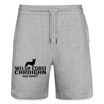 Welsh Corgi Cardigan was sonst Hunde Wilsigns - Stanley/Stella Unisex Bio Joggingshorts Trainer  - Grau meliert - Vorne - Nik (191cm) & Marisol (170cm)